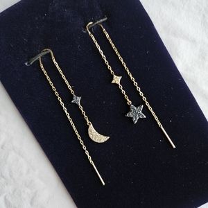 Swarovski Moon and Star Crystal Drop Earrings